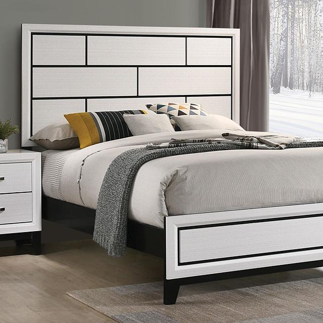 Errico Bed Grey & White - Casa Morelos / Coahuila Furniture (Oklahoma City, OK)