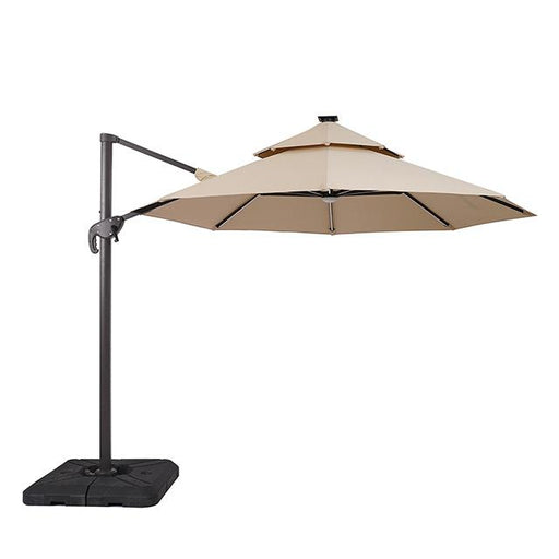 Fera 10 Ft Round Umbrella w/ LED Bulb + 37" Large Base - Casa Morelos / Coahuila Furniture (Oklahoma City, OK)