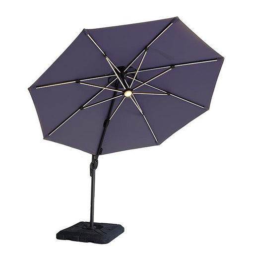 Fera 10 Ft Round Umbrella w/ LED Bulb + 37" Large Base - Casa Morelos / Coahuila Furniture (Oklahoma City, OK)