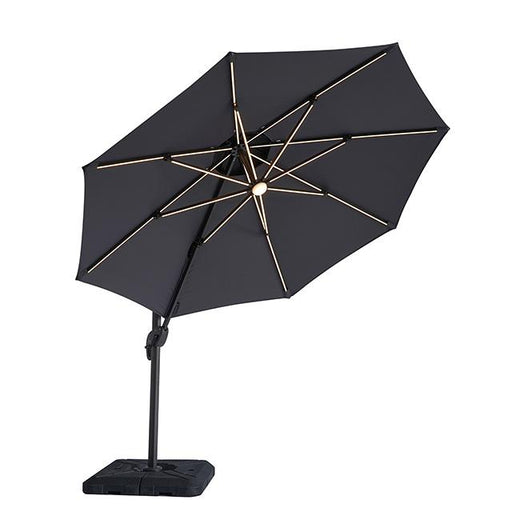 Fera 10 Ft Round Umbrella w/ LED Bulb + 37" Large Base - Casa Morelos / Coahuila Furniture (Oklahoma City, OK)