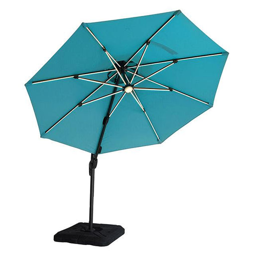 Fera 10 Ft Round Umbrella w/ LED Bulb + 37" Large Base - Casa Morelos / Coahuila Furniture (Oklahoma City, OK)