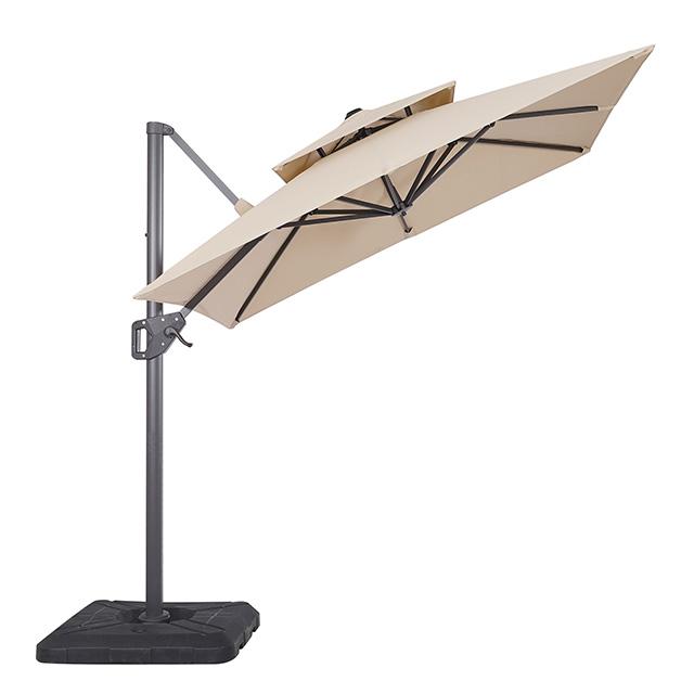 Fida 8 Ft Square Umbrella w/ Double Top + 37" Large Base - Casa Morelos / Coahuila Furniture (Oklahoma City, OK)
