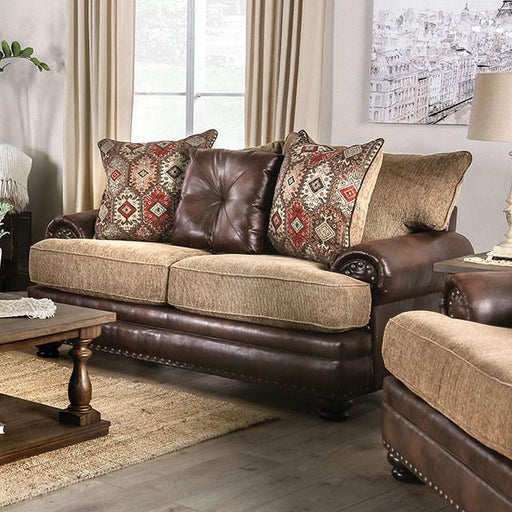 Fletcher Brown/Tan Love Seat - Casa Morelos / Coahuila Furniture (Oklahoma City, OK)