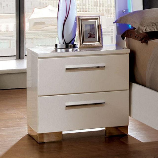 CLEMENTINE Glossy White Night Stand - Casa Morelos / Coahuila Furniture (Oklahoma City, OK)