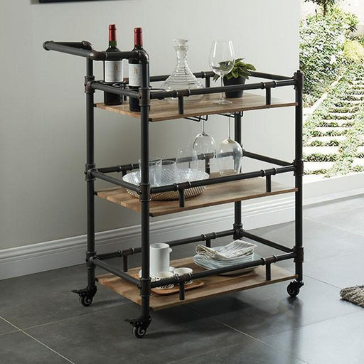 Aylmer Sand Black/Natural Serving Cart - Casa Morelos / Coahuila Furniture (Oklahoma City, OK)