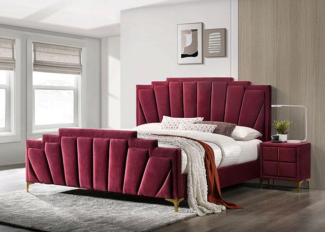 FLORIZEL Cal.King, E.King & Queen Bed, Black & Red - Casa Morelos / Coahuila Furniture (Oklahoma City, OK)