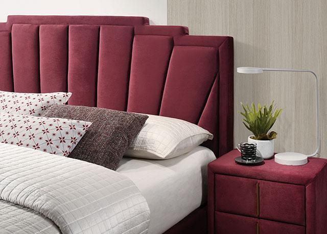 FLORIZEL Cal.King, E.King & Queen Bed, Black & Red - Casa Morelos / Coahuila Furniture (Oklahoma City, OK)