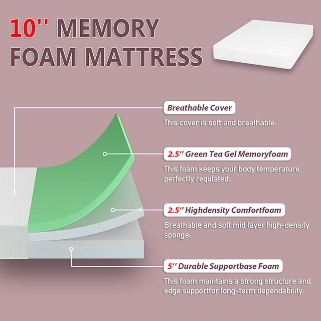 Forsythia 10" Queen Green Tea Gel Memory Foam - Casa Morelos / Coahuila Furniture (Oklahoma City, OK)