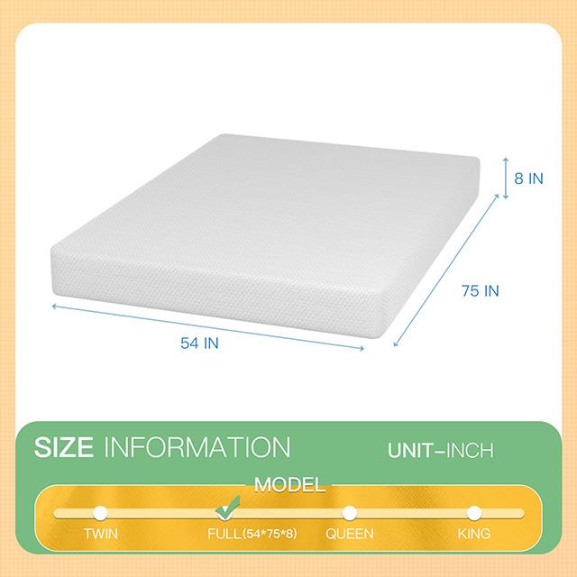 Forsythia 8" Full Green Tea Gel Memory Foam - Casa Morelos / Coahuila Furniture (Oklahoma City, OK)