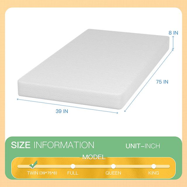 Forsythia 8" Twin Green Tea Gel Memory Foam - Casa Morelos / Coahuila Furniture (Oklahoma City, OK)