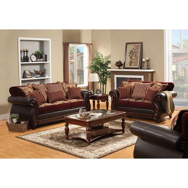 Franklin Burgundy/Espresso Sofa, Burgundy - Casa Morelos / Coahuila Furniture (Oklahoma City, OK)