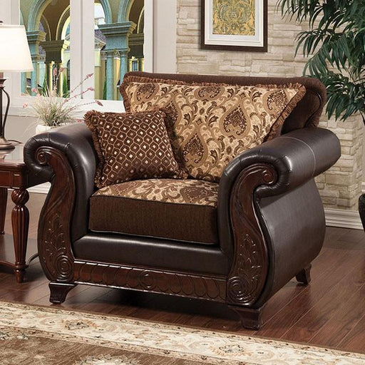 Franklin Dark Brown/Tan Chair With Pu In Brown - Casa Morelos / Coahuila Furniture (Oklahoma City, OK)
