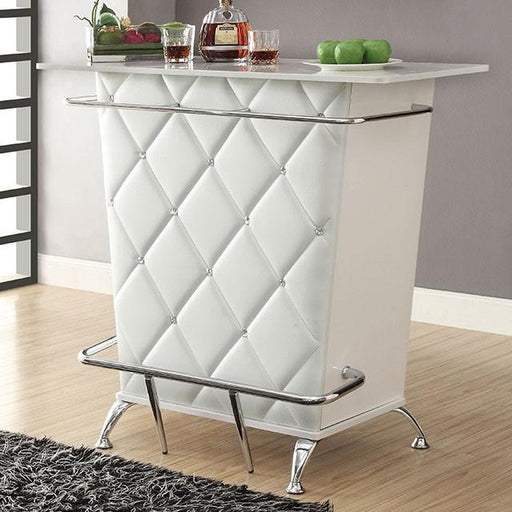 Fuero White/Chrome Bar Table (K/D) - Casa Morelos / Coahuila Furniture (Oklahoma City, OK)