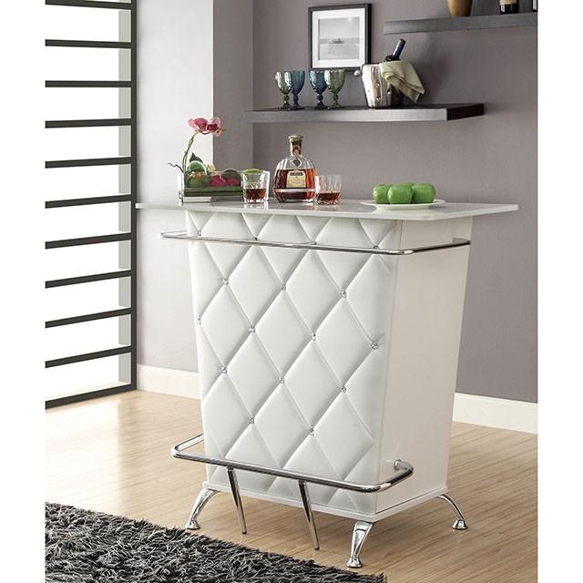 Fuero White/Chrome Bar Table (K/D) - Casa Morelos / Coahuila Furniture (Oklahoma City, OK)