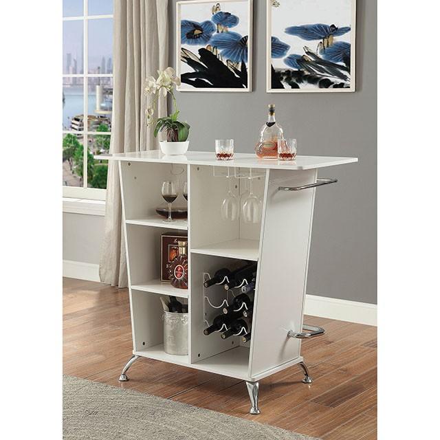 Fuero White/Chrome Bar Table (K/D) - Casa Morelos / Coahuila Furniture (Oklahoma City, OK)