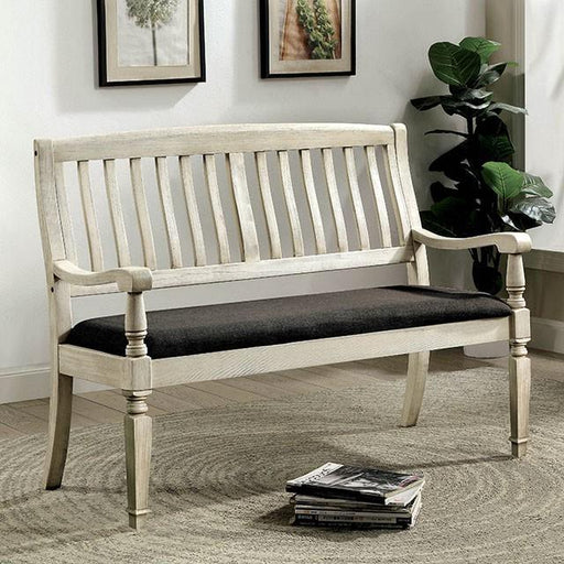 Georgia Antique White/Gray Love Seat Bench - Casa Morelos / Coahuila Furniture (Oklahoma City, OK)