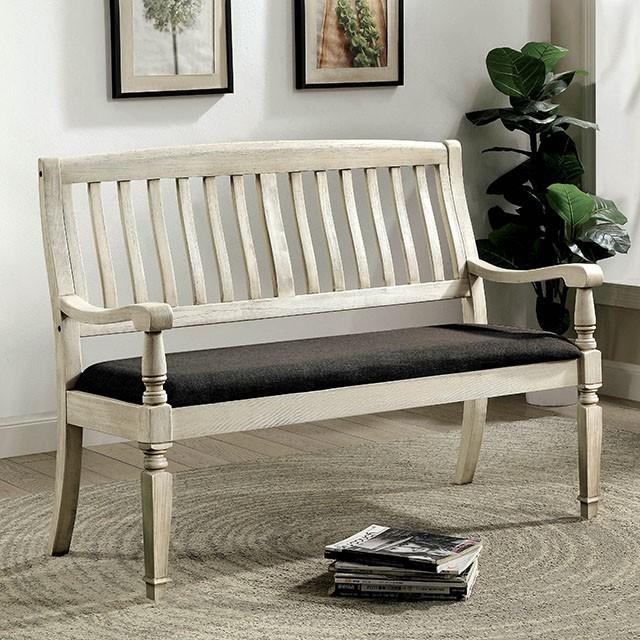 Georgia Antique White/Gray Love Seat Bench - Casa Morelos / Coahuila Furniture (Oklahoma City, OK)