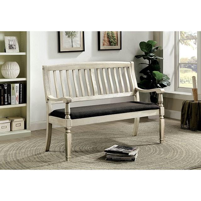 Georgia Antique White/Gray Love Seat Bench - Casa Morelos / Coahuila Furniture (Oklahoma City, OK)