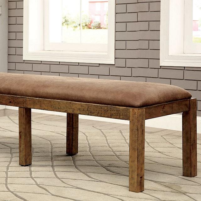 GIANNA Rustic Pine Fabric Bench - Casa Morelos / Coahuila Furniture (Oklahoma City, OK)