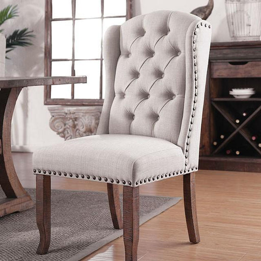Gianna Rustic Pine/Ivory Wingback Chair (2/CTN) - Casa Morelos / Coahuila Furniture (Oklahoma City, OK)