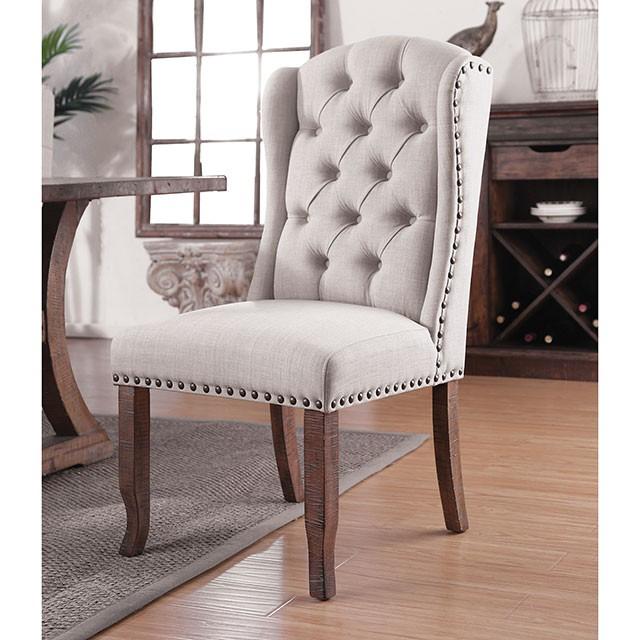 Gianna Rustic Pine/Ivory Wingback Chair (2/CTN) - Casa Morelos / Coahuila Furniture (Oklahoma City, OK)