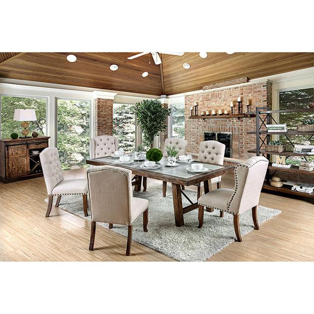 Gianna Rustic Pine/Ivory Wingback Chair (2/CTN) - Casa Morelos / Coahuila Furniture (Oklahoma City, OK)