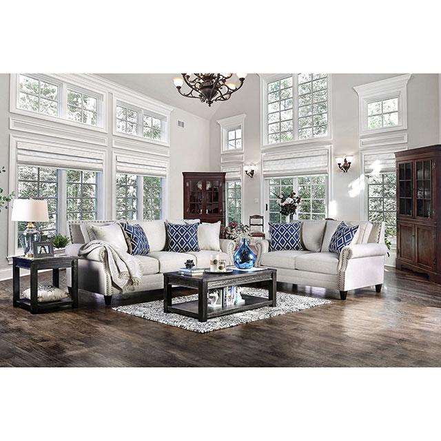 Giovanni Beige/Blue Love Seat - Casa Morelos / Coahuila Furniture (Oklahoma City, OK)
