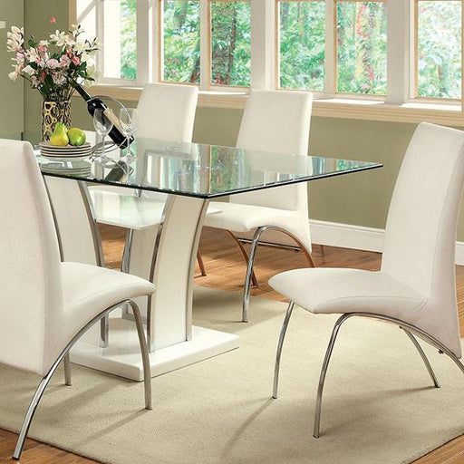 Glenview White/Chrome Dining Table - Casa Morelos / Coahuila Furniture (Oklahoma City, OK)