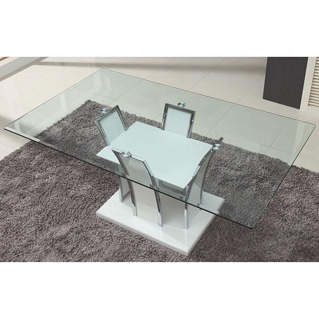 Glenview White/Chrome Dining Table - Casa Morelos / Coahuila Furniture (Oklahoma City, OK)