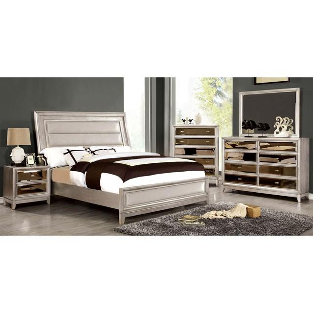 Golva E.King & Queen Bed White & Silver - Casa Morelos / Coahuila Furniture (Oklahoma City, OK)