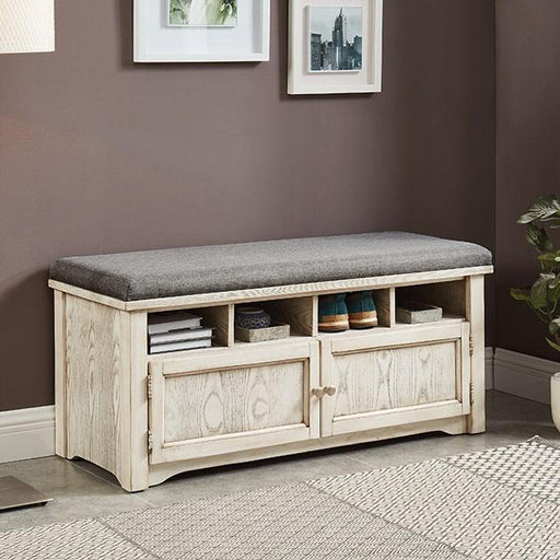 Gwebdolyn Weather White Shoe Bench - Casa Morelos / Coahuila Furniture (Oklahoma City, OK)
