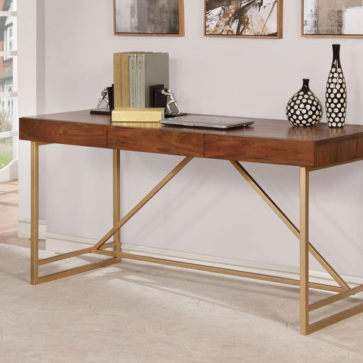 Halstein Light Walnut/Gold Desk - Casa Morelos / Coahuila Furniture (Oklahoma City, OK)