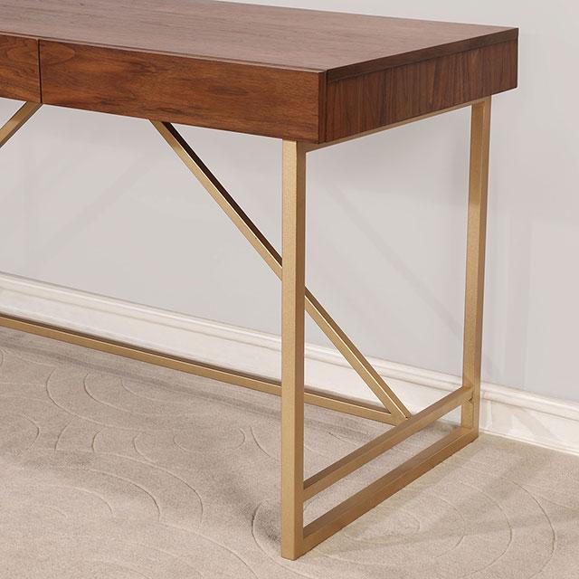 Halstein Light Walnut/Gold Desk - Casa Morelos / Coahuila Furniture (Oklahoma City, OK)