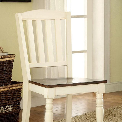 HARRISBURG Vintage White/Dark Oak Side Chair (2/CTN) - Casa Morelos / Coahuila Furniture (Oklahoma City, OK)