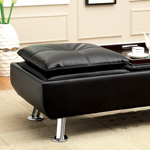 HAUSER II Black/Chrome Ottoman, Black - Casa Morelos / Coahuila Furniture (Oklahoma City, OK)