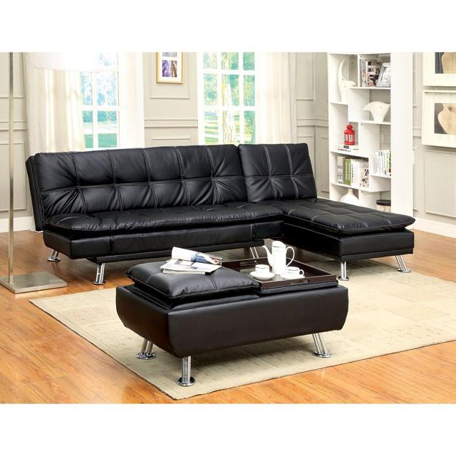 HAUSER II Black/Chrome Ottoman, Black - Casa Morelos / Coahuila Furniture (Oklahoma City, OK)