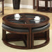 Crystal Cove II Dark Walnut Round Coffee Table w/ 4 Stools - Casa Morelos / Coahuila Furniture (Oklahoma City, OK)