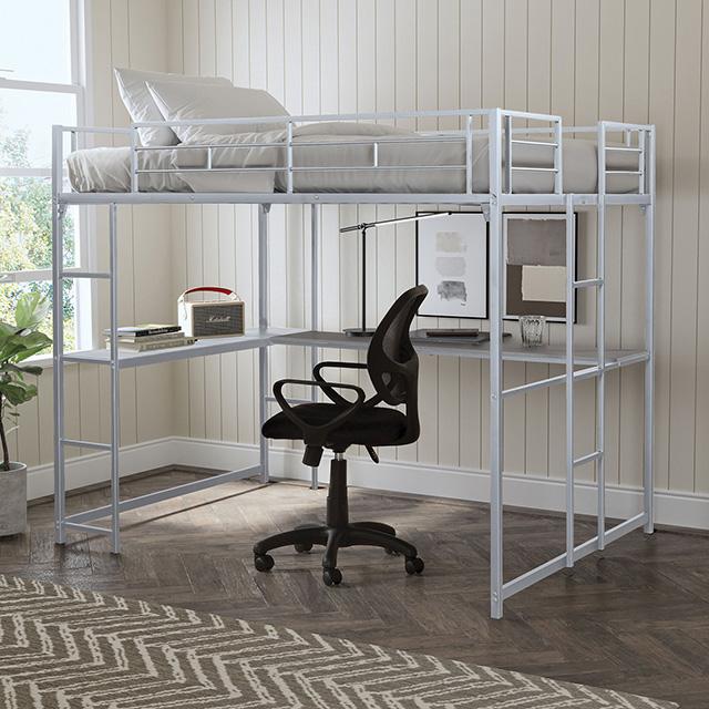 Cybill Full Loft Bed White, Silver, & Black - Casa Morelos / Coahuila Furniture (Oklahoma City, OK)