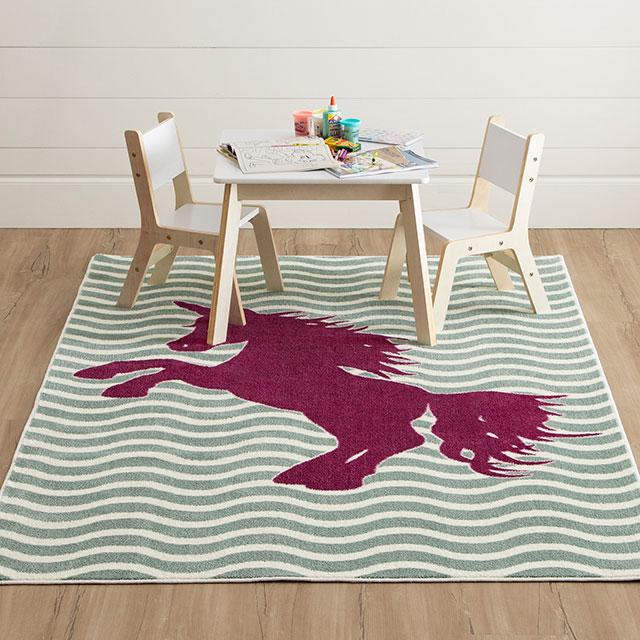 BARON 5' X 8', Area Rug, Horse, Sage Green/Fuchsia - Casa Morelos / Coahuila Furniture (Oklahoma City, OK)