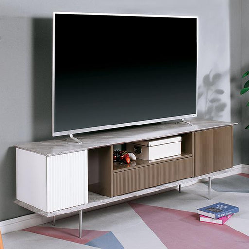 BLAIR 70" TV Console, White/Champagne/Gray - Casa Morelos / Coahuila Furniture (Oklahoma City, OK)