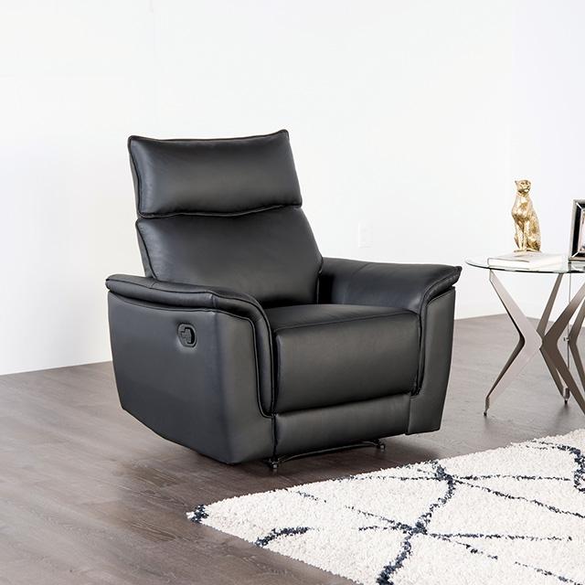 Bienne Recliner Chair White & Black - Casa Morelos / Coahuila Furniture (Oklahoma City, OK)