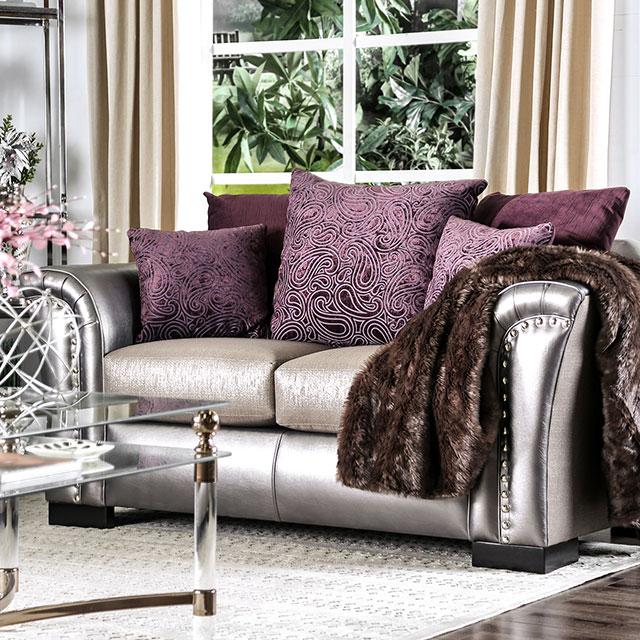 Benigno Love Seat Silver & Gray - Casa Morelos / Coahuila Furniture (Oklahoma City, OK)