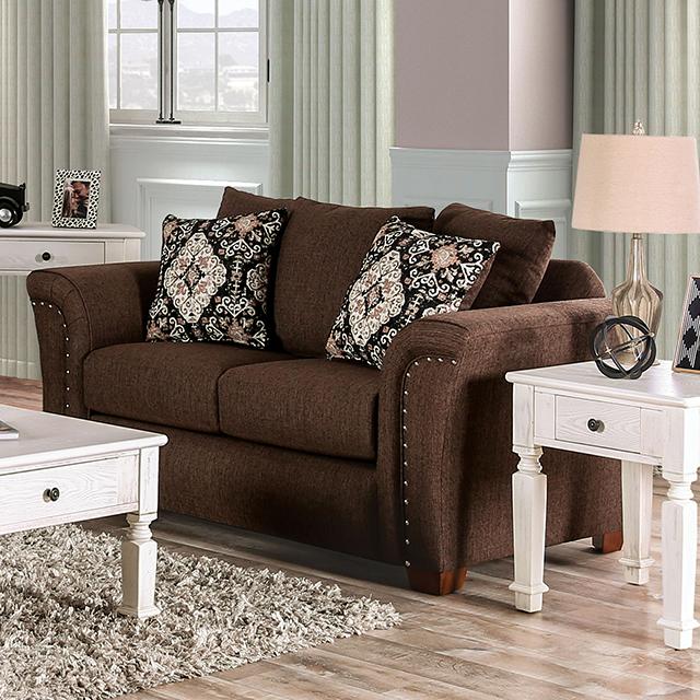 BELSIZE Loveseat Grey, Beige, & Choclate - Casa Morelos / Coahuila Furniture (Oklahoma City, OK)