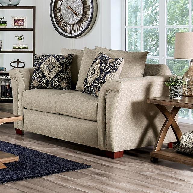 BELSIZE Loveseat Grey, Beige, & Choclate - Casa Morelos / Coahuila Furniture (Oklahoma City, OK)