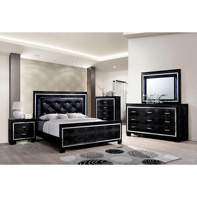 BELLANOVA Black Night Stand - Casa Morelos / Coahuila Furniture (Oklahoma City, OK)