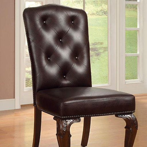 Bellagio Brown Cherry/Pattern Leatherette Side Chair (2/CTN) - Casa Morelos / Coahuila Furniture (Oklahoma City, OK)