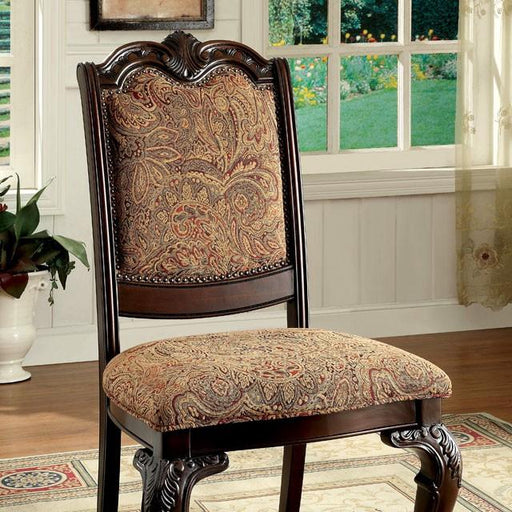 BELLAGIO Brown Cherry/Pattern Fabric Side Chair (2/CTN) - Casa Morelos / Coahuila Furniture (Oklahoma City, OK)