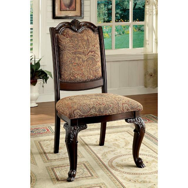 BELLAGIO Brown Cherry/Pattern Fabric Side Chair (2/CTN) - Casa Morelos / Coahuila Furniture (Oklahoma City, OK)