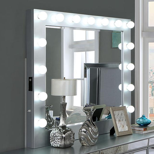 BELLADONNA Mirror w/ USB, Power, Light, Silver - Casa Morelos / Coahuila Furniture (Oklahoma City, OK)