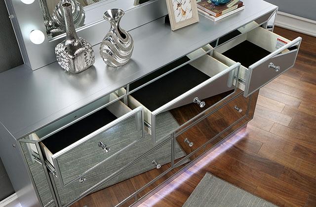 BELLADONNA Dresser w/ LED, Silver - Casa Morelos / Coahuila Furniture (Oklahoma City, OK)